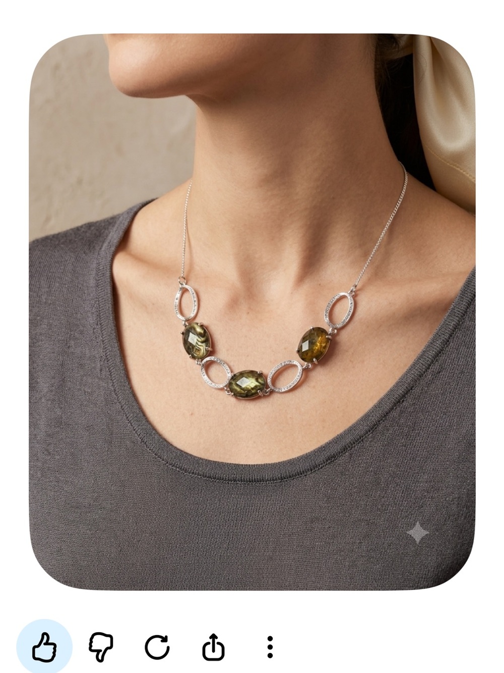 Faceted Green and Amber Stone Silver-Accent Necklace